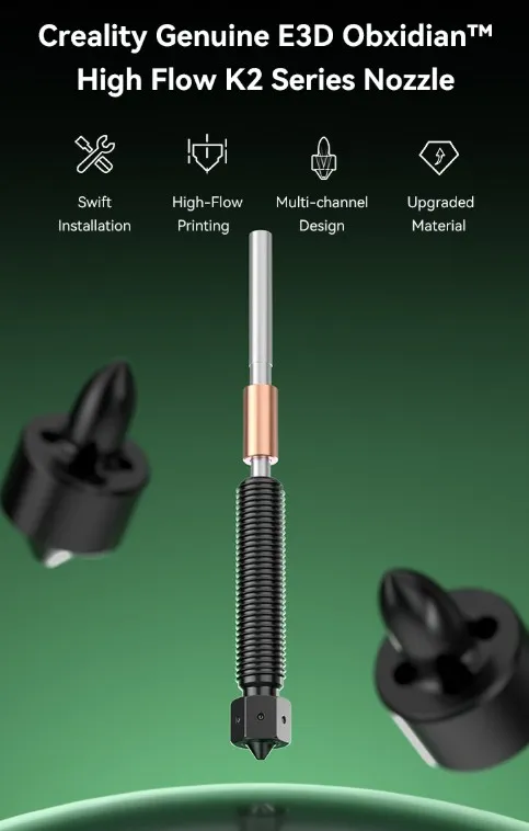 Creality Genuine E3D Obxidian™ High Flow Nozzle Assembly K2 series 0.4mm